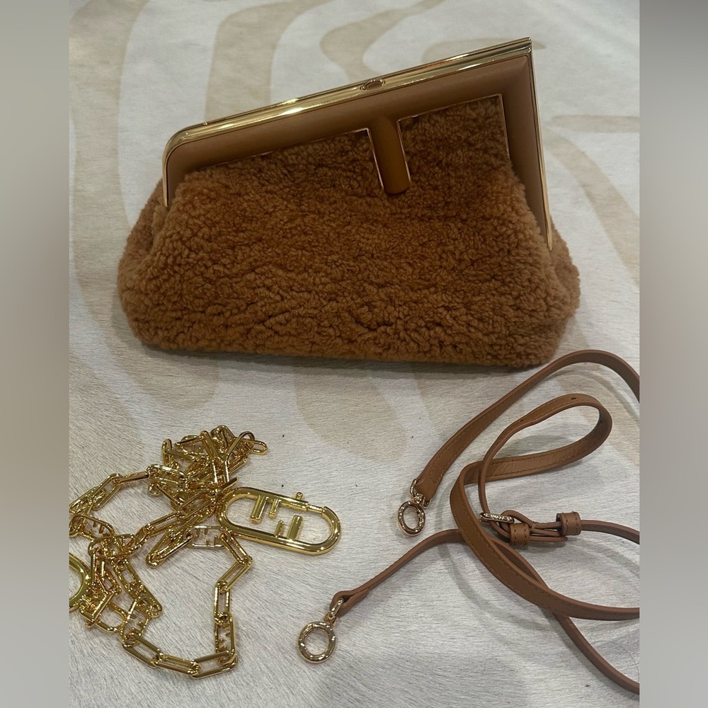 Fendi LIKE Shearling Camel Bag